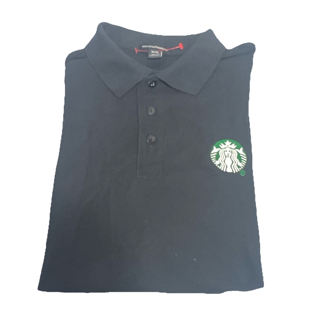 Starbucks Coffee Polo Shirt Men's Black Classic Logo XL Uniform